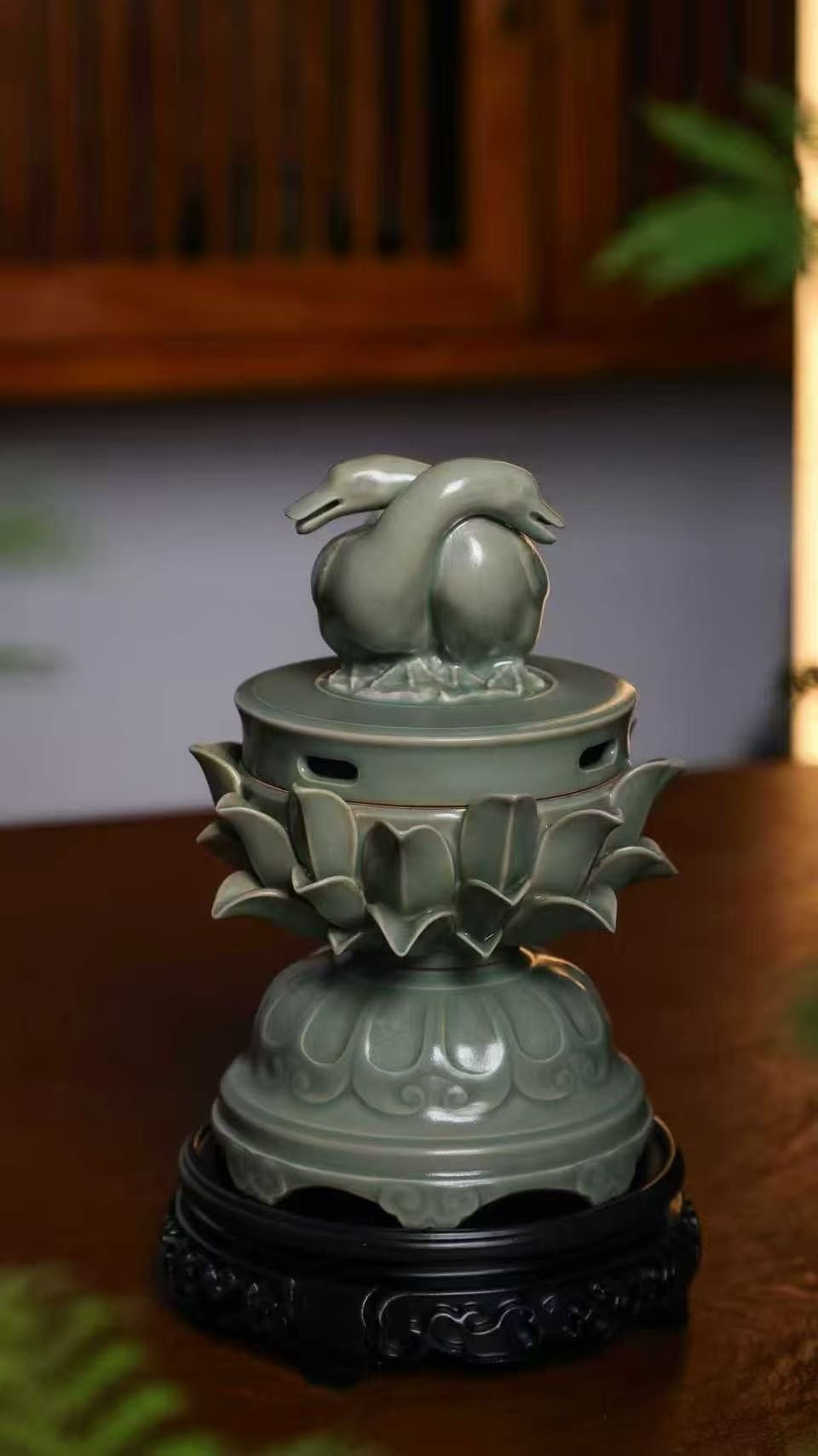 Lotus Pedestal & Mandarin Ducks Censer